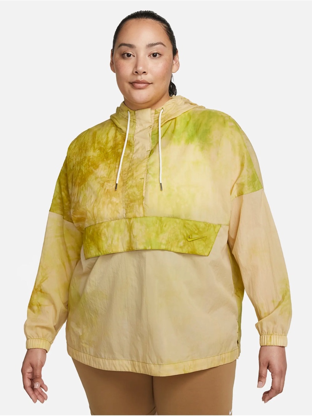 Nike Yellow Green Tie Dye Anorak Pullover Windbreaker Hoodie Women's 1X Athletic